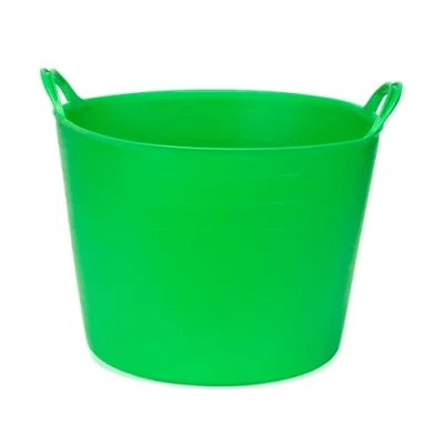 Image of Amtech Flexi Tub for Carrying Water, Soil, Bricks, Super Strong Reinforced Handles, Home DIY, Durable and Long Lasting, Heavy Duty, Cold Resistant (Green) (42L)