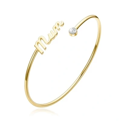 Image of Philip Jones Gold Plated Mum Cuff Bangle Created with Zircondia® Crystals