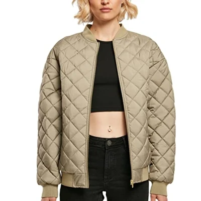 Image of Urban Classics Bomber Jacket, Women&#039;s, Size: Large, Khaki
