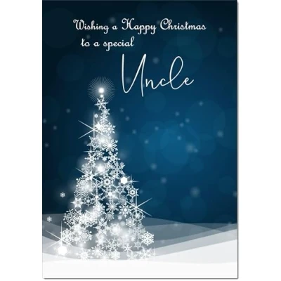 Image of doodlecards Uncle Christmas Card Blue Contemporary Tree Medium Size for with Plain Envelope