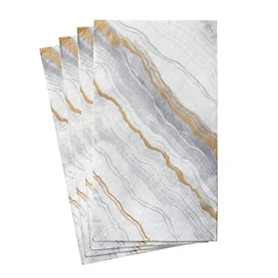 Image of Caspari Marble Paper Guest Towel Napkins in Grey, 15 Per Package