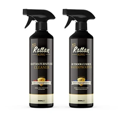 Image of Rattan King Furniture Cleaner and Outdoor Cushion Waterproofer Spray Care &amp; Protect Cleaning Bundle Kit (2x 500ml)