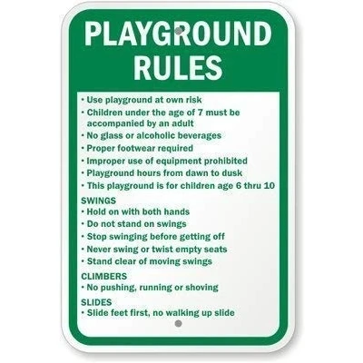 Image of Inga Yard Sign Wall Decor Playground Rules Vintage Look Reproduction Metal Tin Signage Decoration Garage 8x12 inches