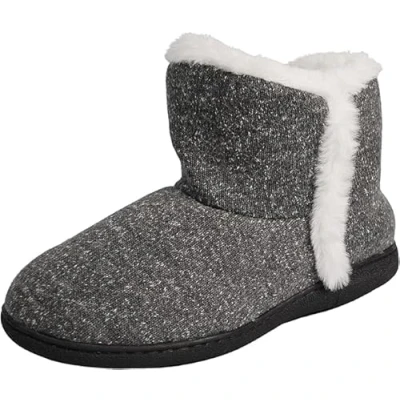 Image of DUNLOP Vera Women&#039;s Faux Fur Trim Slippers, Slipper Boots (Vera Black, UK Footwear Size System, Adult, Women, Numeric, Medium, 7)