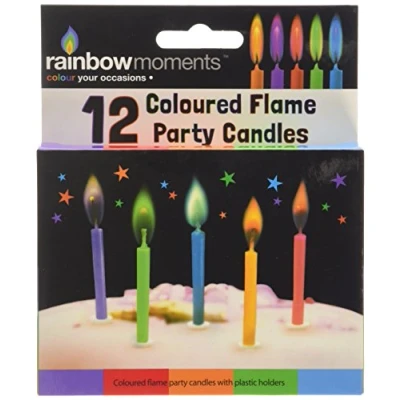 Image of Boxer Gifts 12 Coloured Flame Party Candles Multicoloured Flames Birthday For Cakes 8 Minute Burning Time Cake Decorations &amp; Toppers
