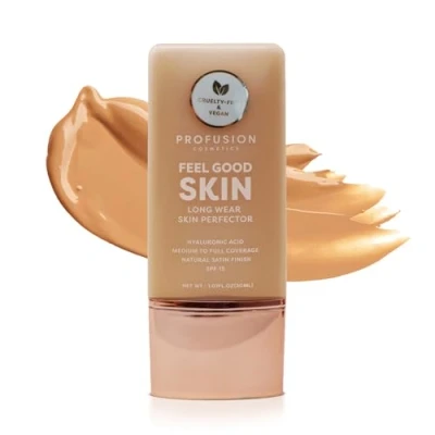 Image of Profusion Cosmetics Lightweight Liquid Foundation for a Flawless and Elegant Radiance, Breathable Makeup Improves Uneven Skin Tone, Cruelty Free Tan 1