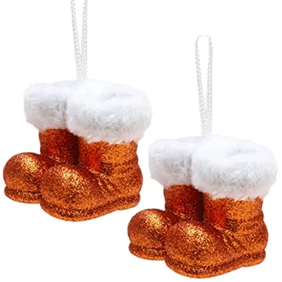 Image of Christmas Concepts® Pack of 210cm Glitter Hanging Santa Boots With White Fur Trim Tree Trims/Baubles (Copper)