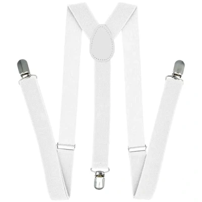 Image of The Fancy Dress® Men&#039;s Braces 35mm Heavy Duty Clip on Suspenders Fully Adjustable and Elasticated (White)