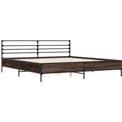 Image of vidaXL Bed Frame without Mattress Brown Oak 180x200 cm Super King