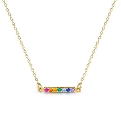 Image of Amberta Lumini Women 925 Sterling Silver Rainbow Crystal Necklace: Gold Colorful Necklace