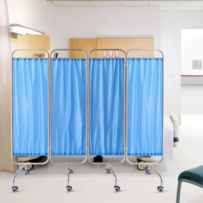 Image of Medical Privacy Screen,4 Panel Mobile Room Dividers and Folding Screens with Wheels for Emergency Room, Ward, Hospital Partition Separator Wall