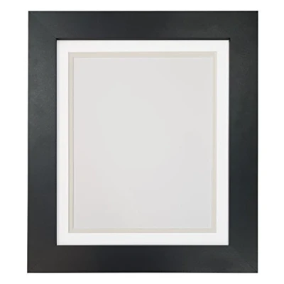 Image of Metro Black Photo Picture Poster Frame with Double White on Light Grey Mount 30 x 24 for Image Size 20 inch