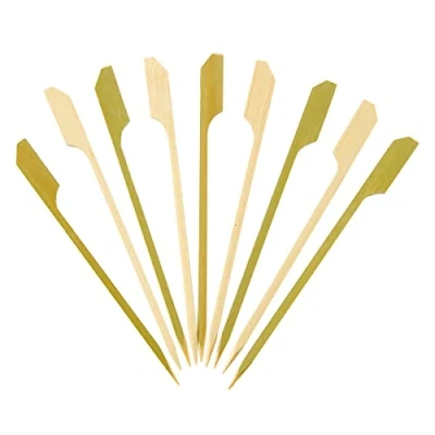 Image of [100 Count] 4.7 Inch 12cm Bamboo Wooden Paddle Picks Skewers for Cocktails, Appetizers, Fruits, and Sandwiches