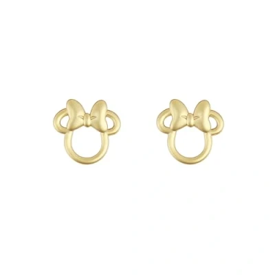 Image of Disney Girls Minnie Mouse Gold Plated Bow Stud Earrings