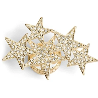 Image of styleBREAKER magnetic jewellery pendant with offset rhinestone studded stars for scarves, shawls or ponchos, brooch, ladies 05050061, Colour:Gold