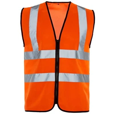 Image of Expert Workwear Hi Vis Vest Zipper High Visibility Unisex Zipped Safety Reflective Viz Zip Waistcoat Jacket Class 2 (4XL, Orange Zip)