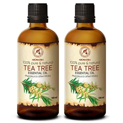 Image of Tea Tree Essential Oil 200ml 2x100ml Melaleuca Alternifolia Leaf Australia 100% Pure Great for Beauty Purposes Aromatherapy Relaxation Massage Oils