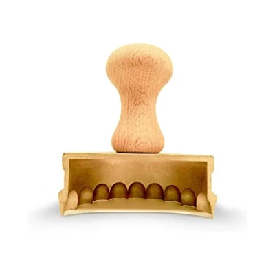 Image of La Gondola Homemade Ravioli Stamp Mezzaluna Shape (Half Moon) 90mm Italian Pasta Making Tool for Home and Business Brass &amp; Natural Wood Easy to Use Cutter Made in Italy
