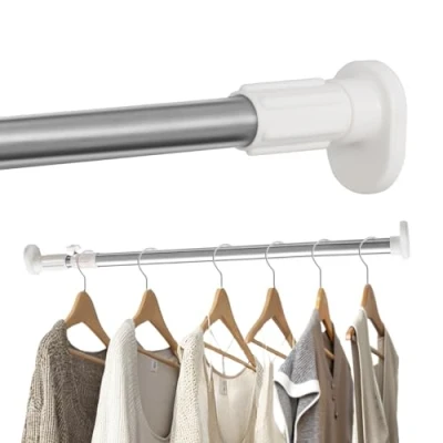Image of Hershii Expandable Window Shower Curtain Tension Rod Oval Head Clothes Hanging Bar Rail for Closet Wardrobe, No Drilling, 25.4mm Pipe Diameter