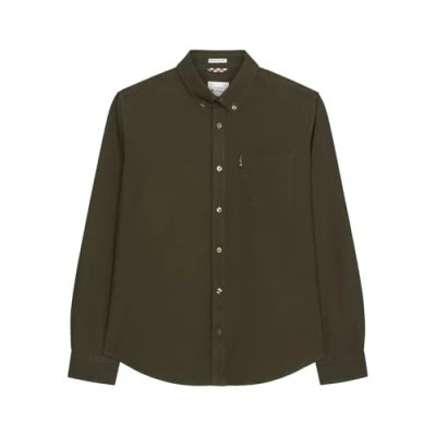 Image of Ben Sherman Big Size Signatue Oxford Long Sleeve Shirt for Men in Camouflage, 2XL