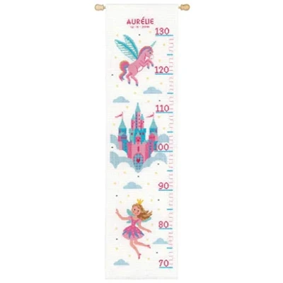 Image of Vervaco Counted Cross Stitch Kit Princess &amp; Unicorn, Cotton, Multi Colour, 18 x 70 0.3 cm