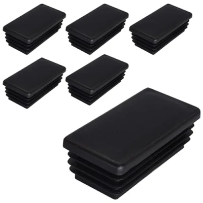 Image of SKIR&#039;CO (6 pcs) Rectangular Plastic Plugs 30 x 60 mm, Mat Tube End Caps, Rectangle Inserts, Fence Post Plugs, Black RAL 9005