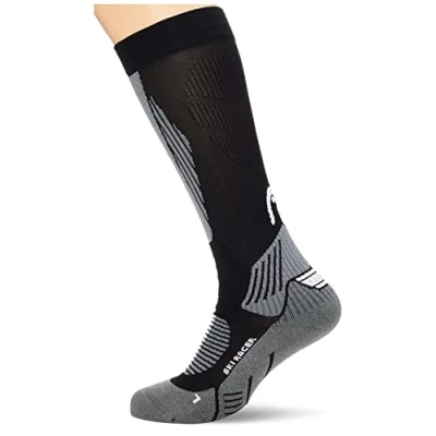 Image of Head Unisex Racer Knee high Ski Pack of 1 socks, Black White, 35 UK