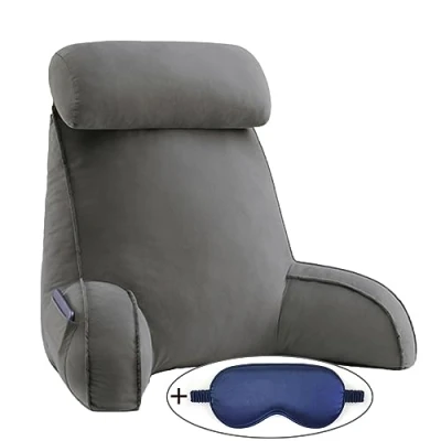 Image of XIBANY Reading Pillow,Back Support Cushion,Back Rest Pillow,Large Adult Backrest Lounge Cushion,with Neck Pillow And Armrests,for Watching TV,Reading,Working On Laptop
