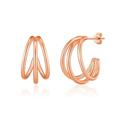 Image of Philip Jones Rose Gold Plated Triple Hoop Earrings