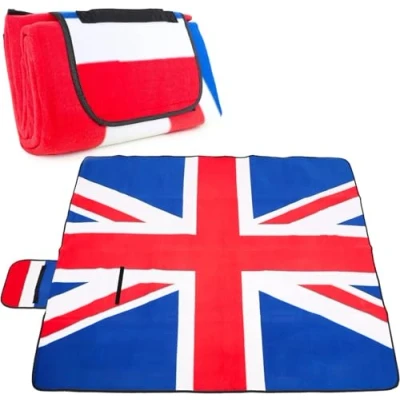 Image of Toyland® Waterproof Union Jack Fleece Picnic Blanket 150cm x 130cm British Celebrations