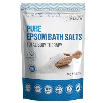 Image of The Intelligent Health Epsom Bath Salts 100% Pure Salts, Our Magnesium Sulphate are Premium for Men and Women, Muscle Soak 1kg