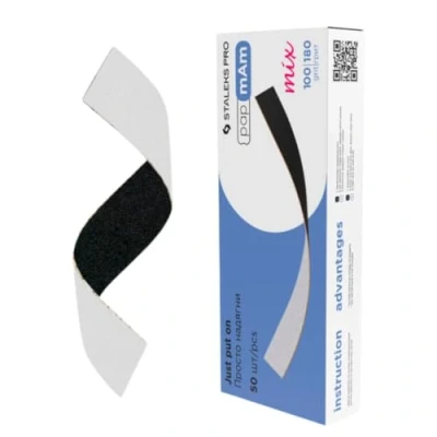 Image of STALEKS PRO Pack of 50 Refill Double Sided File Sleeves PapmAm Mix for Straight Base Expert 100/180 Grits