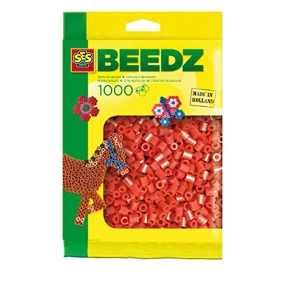 Image of SES 00702 Children&#039;s Packet of 1000 Red Iron on Beads