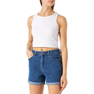 Image of ONLY Women&#039;s Onllega Life Hw Mom Shorts Box, Medium Blue (Medium Denim), S