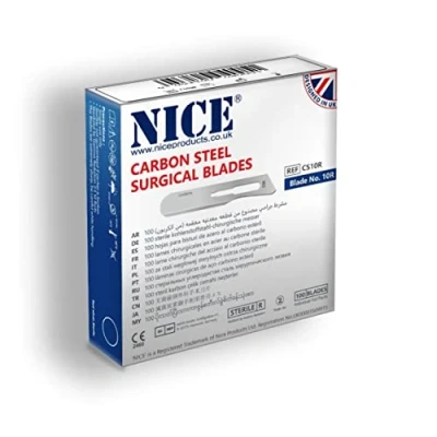 Image of 100 x NICE No.10R Sterile Carbon Steel CS10R Surgical Blades