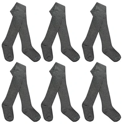 Image of 6 Pairs I.L.C.K Girls Back To School Plain Cotton Rich Tights Grey 13 Years