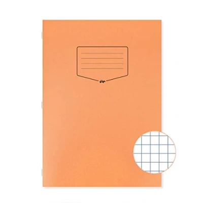 Image of Silvine Tough Shell A4 Exercise Book, 80 Pages 7mm Squares, Orange Laminated Cover [Pack of 50]