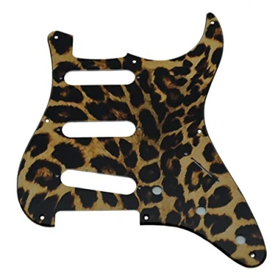 Image of KAISH 8 Hole 3D Printed American Vintage Strat Style SSS Pickguard ST Guitar Plastic Pick Guard Scratch Plate for Stratocaster/Strat Leopard Stripe