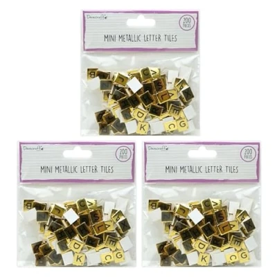 Image of Dovecraft Essentials Mini Letter Tiles 3 Pack (Gold)