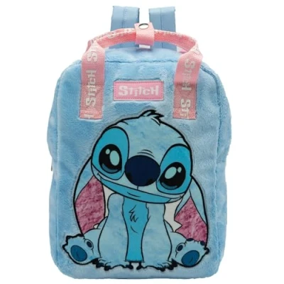 Image of Disney Lilo and Stitch Girls Backpack Kids School Bag Childrens Faux Fur Rucksack