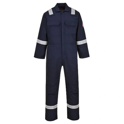 Image of Portwest BIZ5 Men&#039;s Hi Vis FR Coveralls Bizweld Iona Flame Retardant Fireproof Workwear Overalls Navy Tall, Large