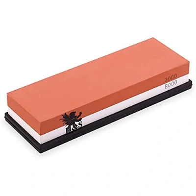 Image of H&amp;S Whetstone Knife Sharpening Stone 3000/8000 Grit Stones Professional Sharpener Rubber Holder 3000 8000 Wet 4000 Whetstones for Knives