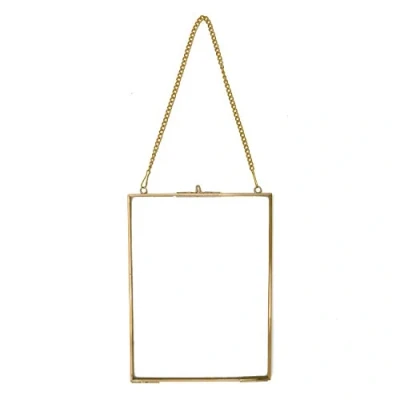 Image of POFET Wall Hanging Brass Glass Artwork Certificate Photo Picture Display Frame Geometric Ornament Plant Specimen Clip Modern Vertical Decor Card Hold 15.2x20.3cm / 8&quot;