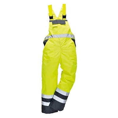 Image of Stormway Men&#039;s Hi Vis Contrast Bib and Brace Waterproof Workwear Dungarees Overall Yellow/Navy Medium