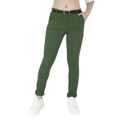 Image of Jophy &amp; Co. Women’s Stretch Chino Trousers with Belt, Product Code 3008, army green, XL