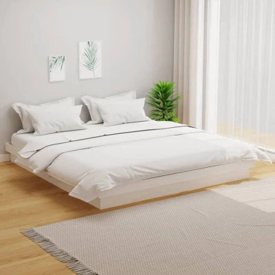 Image of vidaXL Bed Frame without Mattress White Solid Wood 200x200 cm