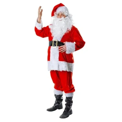 Image of Bristol Novelty AC633 Santa Costume Fur 7 Pieces, Mens, White, 42 44 Inch