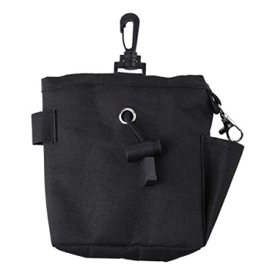 Image of Smandy Dog Treat Pouch Hands Free Training Waist Bag Drawstring Pet Food Puppy Carrier Holder (Black)