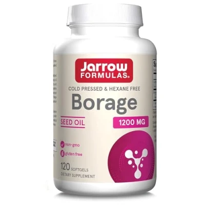 Image of Jarrow Formulas, Borage Oil, 1200mg, with Gamma Linolenic Acid, 120 Softgels, Laboratory Tested, Gluten Free, SOYA Non GMO
