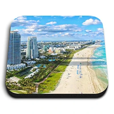 Image of 1 x Square MDF Fridge Magnet Miami Beach Florida America US 12609